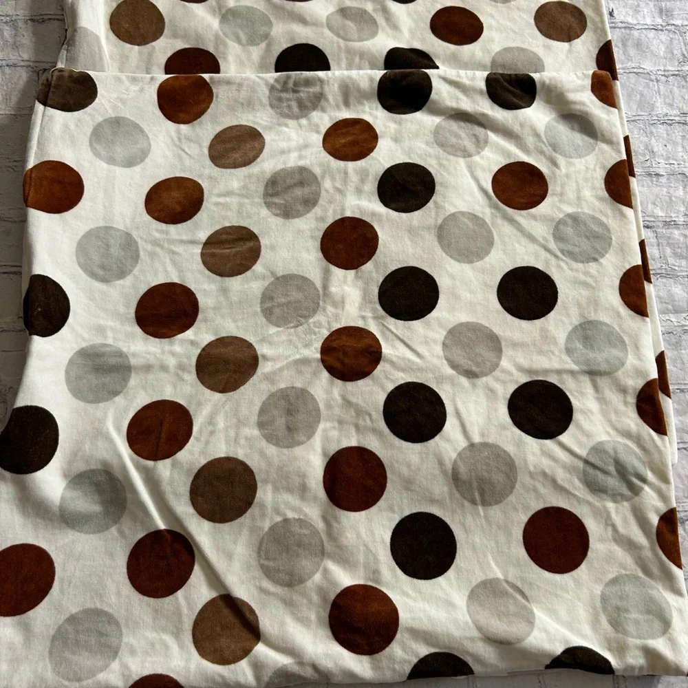IKEA ACCENTS (2) 26”x26” BROWN AND BEIGE POLKA DOTS PILLOW COVERS NEUTRAL TONE